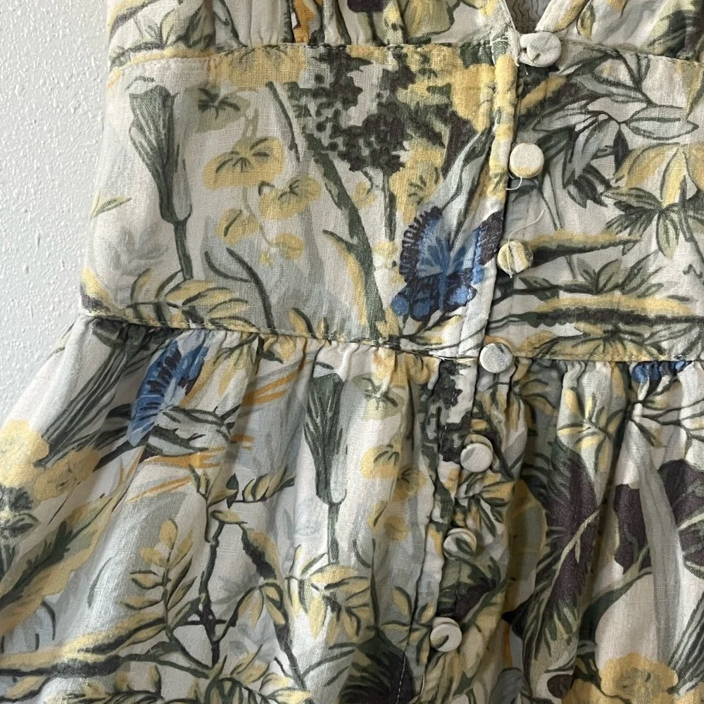 Abercrombie & Fitch Floral Spaghetti-Strap Maxi Dress in Cream, Yellow & Blue